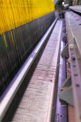 Obraz premium Carpet factory, carpet production, synthetic yarns for weaving looms