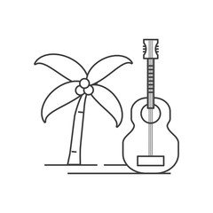 acoustic guitar instrument with palm tree