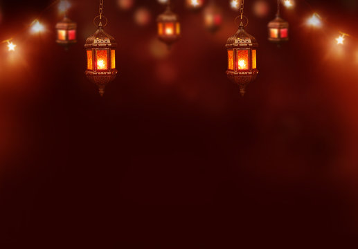 Islamic greeting  Eid Mubarak cards for Muslim Holidays.Eid-Ul-Adha festival celebration.Arabic Ramadan Lantern .Decoration lamp