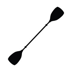 A black and white vector silhouette of a paddle
