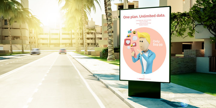 mobile plan advertising on billboard at suburbs