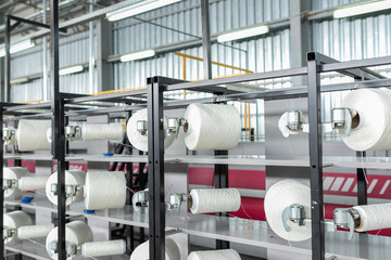 Carpet factory, carpet production, synthetic yarns for weaving looms