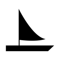 A black and white vector silhouette of a sailboat