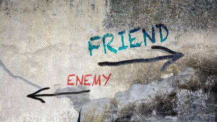 Street Graffiti Friend versus Enemy