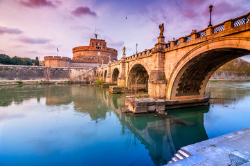 Fototapeta premium Castel Sant'Angelo, medieval castle along the Tiber River in Rome, Italy