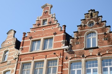 Fototapeta na wymiar Brick buildings in Leuven, Belgium