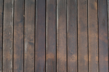 Background of wet wooden boards. Textured floor on top view.