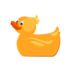 Bath duck flat icon. Toy, duckling, bathtub. Bathroom concept. Vector illustration can be used for topics like childhood, animals, nursery