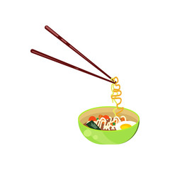Chinese noodles flat icon. Pasta, lunch, meal. Asian food concept. Vector illustration can be used for topics like food, traditional cuisine, menu
