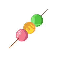 Ice cream balls on stick flat icon. Sweet food, dairy product, sundae. Dessert concept. Vector illustration can be used for topics like food, menu, unhealthy eating