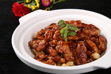 meatballs with tomato sauce in a white bowl
