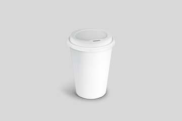 Coffee Paper Cup Mock up isolated on light grey background. 3D rendering