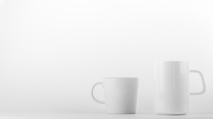 white ceramic coffee cup on white background.