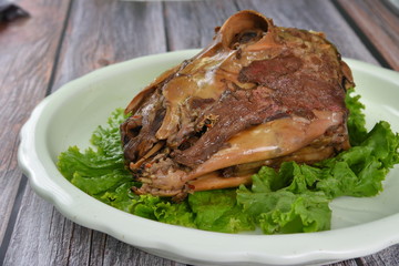 grilled beef steak with salad