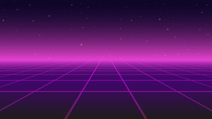 Abstract futuristic landscape 1980s style. Vector illustration. Retro Sci-Fi background.  © UA Creative