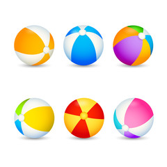 Colorful beach ball set. Inflatable balls for outdoor games. Can be used for topics like recreation, activity, fitness
