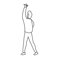 man standing gesture hands