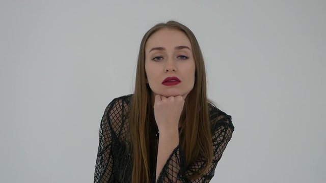 woman posing in black sexy lingerie