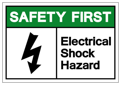 Safety First Electrical Shock Hazard Symbol Sign, Vector Illustration, Isolate On White Background Label .EPS10