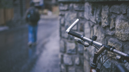 Fototapeta na wymiar Black Bicycle Handlebars