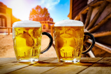 Summer beer and free space for your decoration. 