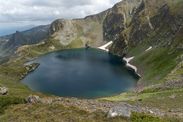 Amazing landscape with The Eye lake at The Seven Rila Lakes, Rila Mountain, Bulgaria