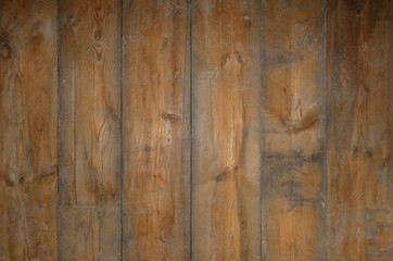 Old wooden floor. Big aged boards with knots. Natural background, wood texture. Vertical structure.