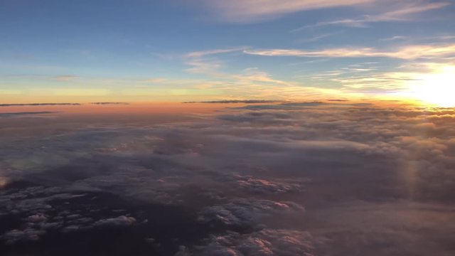 flying in the sky during beautiful sunset and thick clouds, sunset overcloud