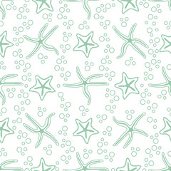 Vector seamless pattern with starfish.