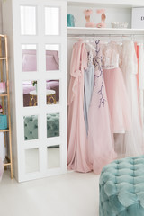 wardrobe. wardrobe with dresses
