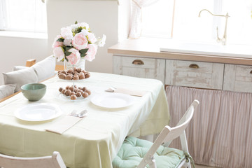 kitchen with bright fresh colors. kitchen interior