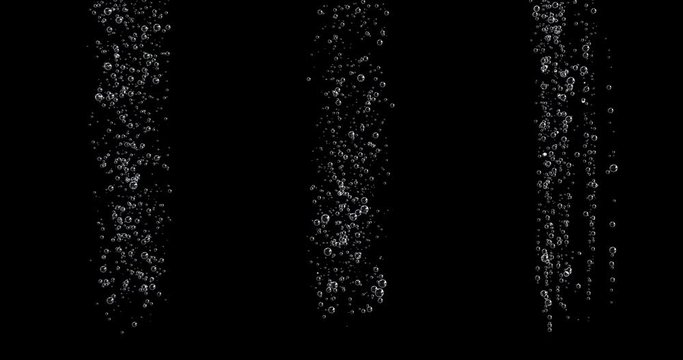 3d animation of bubbles moving and floating on a black background