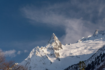 Ine mountain peak in Dombay mountain resort in Karachay-Cherkessia Russia