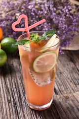 cocktail with lemon and mint