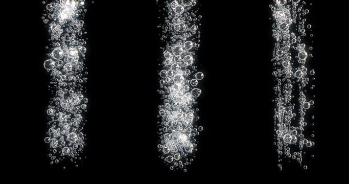 3d animation of bubbles moving and floating on a black background