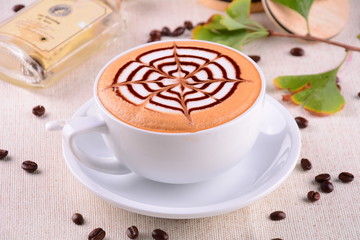 cup of coffee and chocolate cake