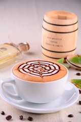 cup of coffee with cookies and cup of coffee