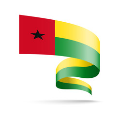 Guinea-Bissau flag in the form of wave ribbon.