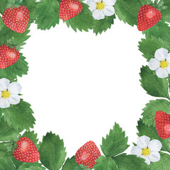 Strawberry berry watercolor illustrations set summer botanical spring decoration design greeting card