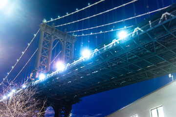 Cityscape of Manhattan Bridge from Brooklyn in New York City