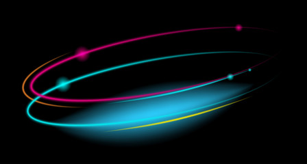 Shiny light with radiance effect. Glowing neon light effects. Space tunnel, galaxy. Abstract background for science, futuristic, energy technology. Vector