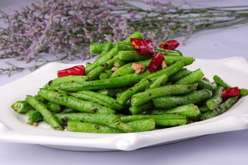 fresh green asparagus on a plate