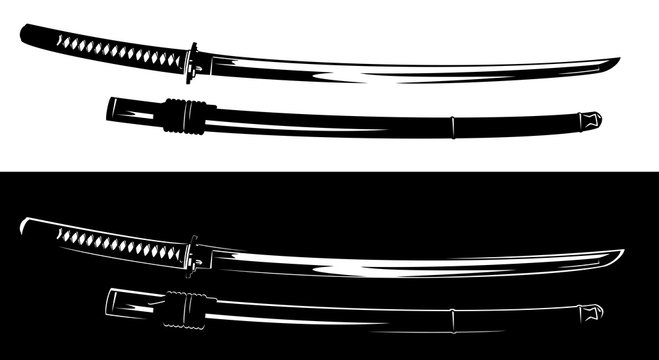 Premium Vector  Japanese katana sword. good for floral decoration for  postcards, printed t-shirts, stickers.