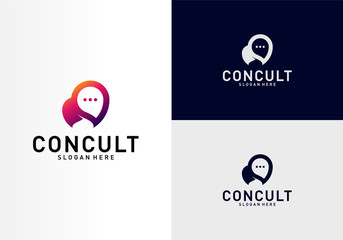 Business Consulting Logo Concept. App Chat Talk Bubble Logo Vector. Icon Symbol