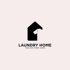 laundry home logo simple line logo template vector illustration - Vector