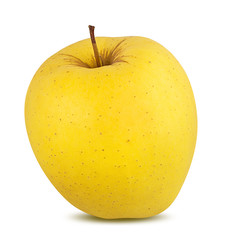 Fresh yellow apple isolated on white background with clipping path