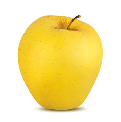 Fresh yellow apple isolated on white background with clipping path