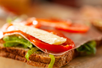 Making cheese salad sandwiches