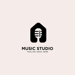 Music Studio logo template vector illustration - Vector