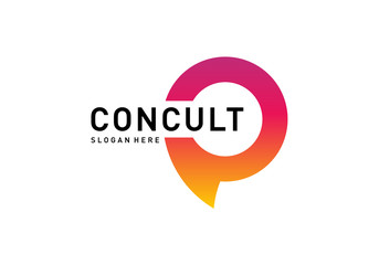 Business Consulting Logo Concept. App Chat Talk Bubble Logo Vector. Icon Symbol